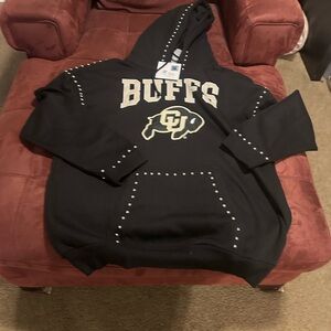 Black Buffs Hoodie with Stud Accents